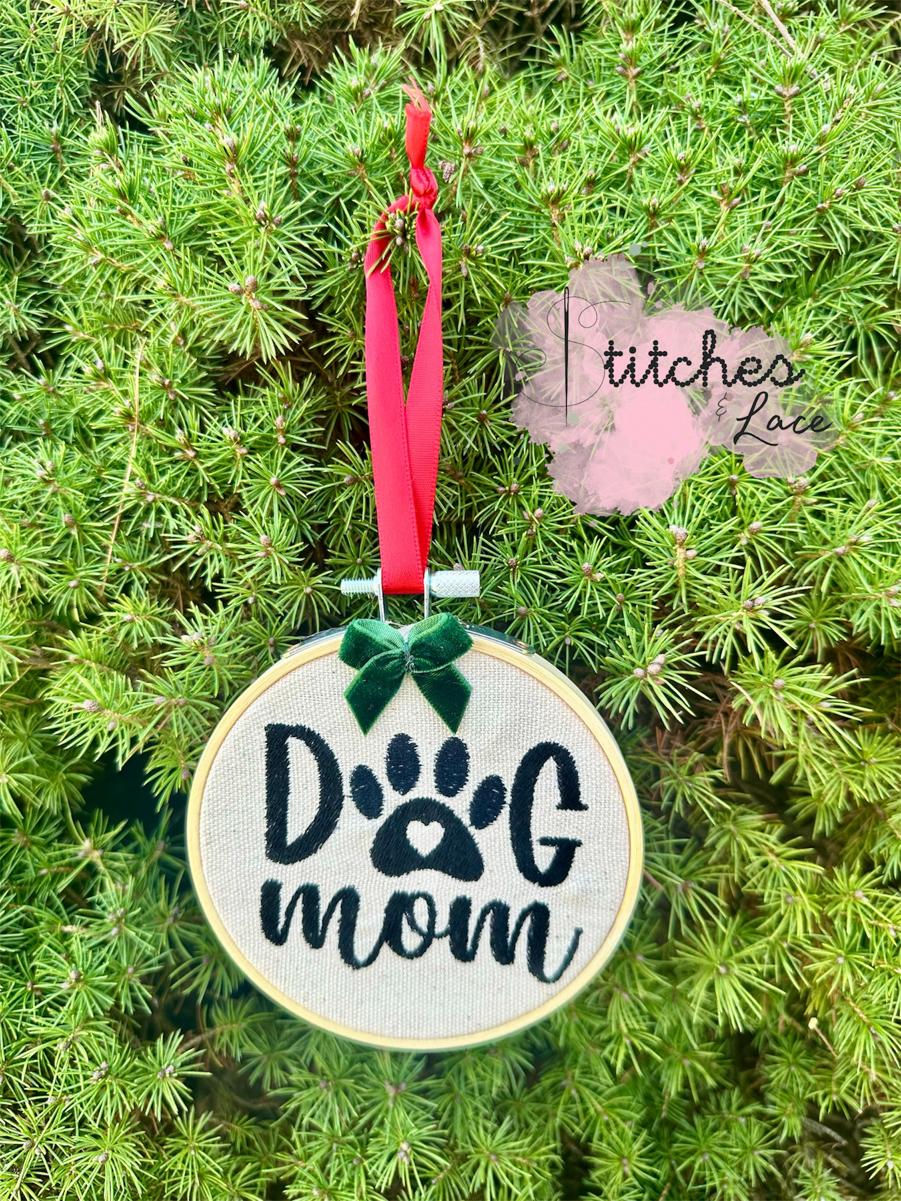 Dog Mom Embroidered Ornament