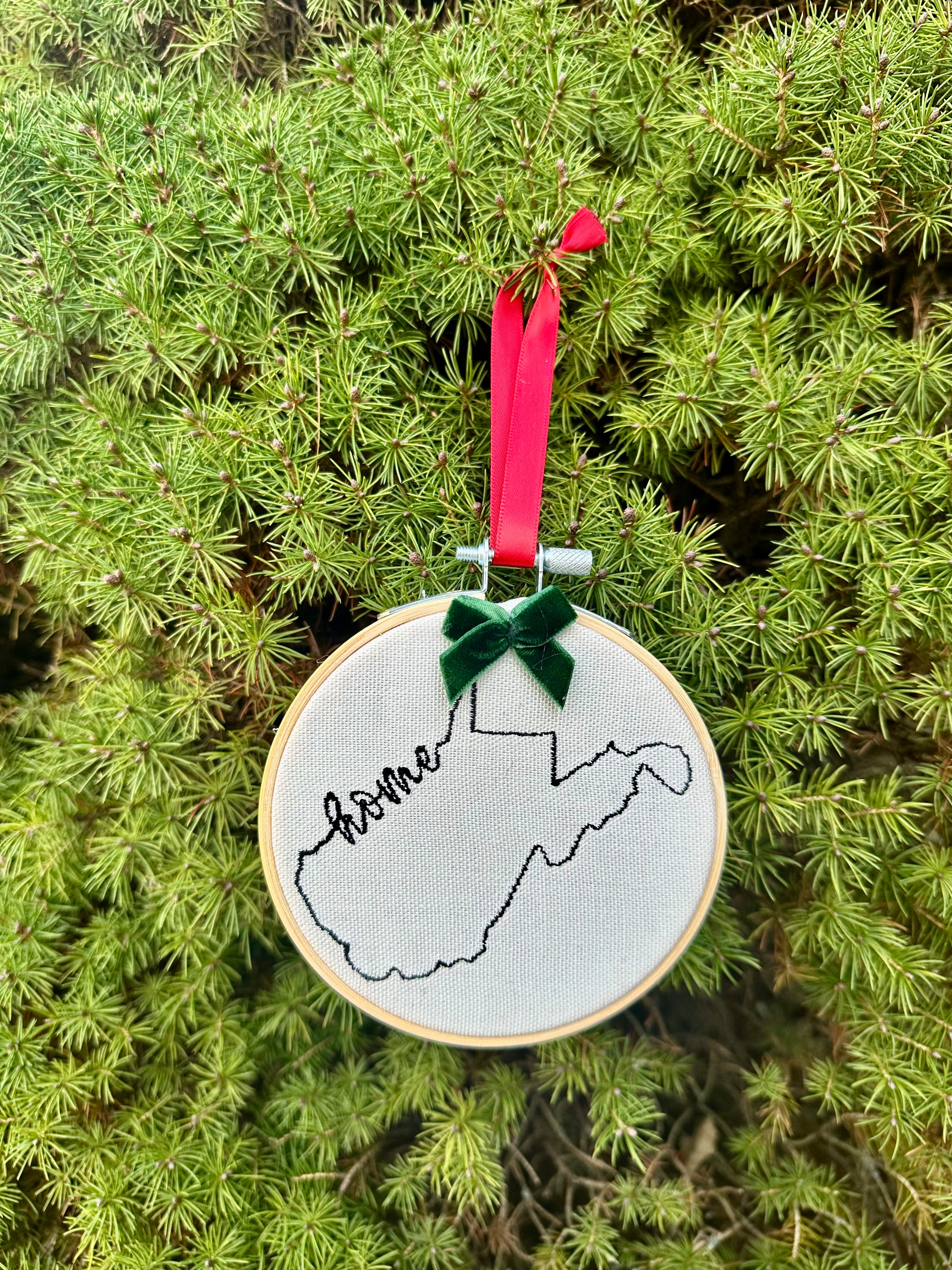 West Virginia Home Embroidered Ornament