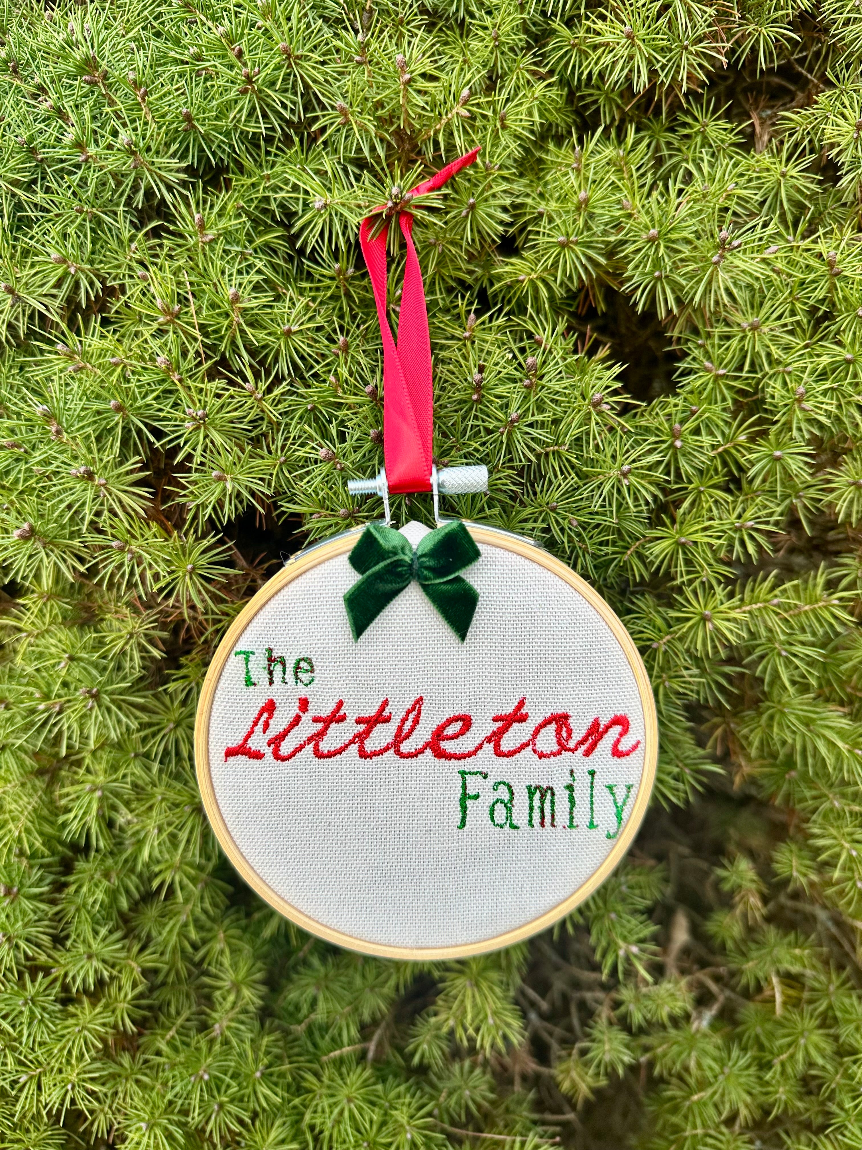 Family Name Embroidered Ornament