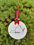 Virginia State Home Embroidered Ornament