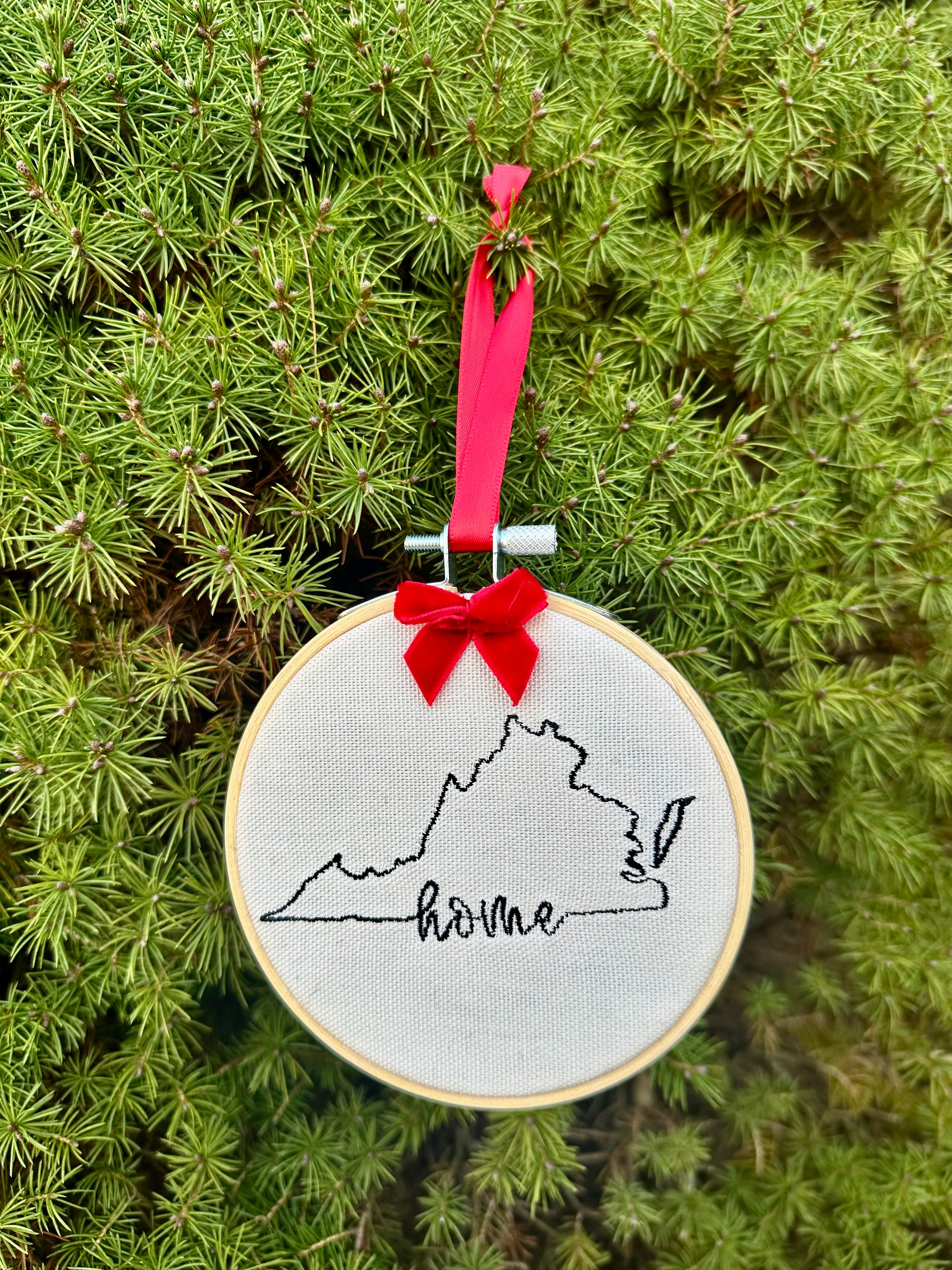 Virginia State Home Embroidered Ornament